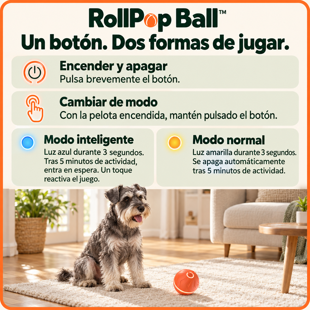 RollPopBall Pelota interactiva con rebote automático