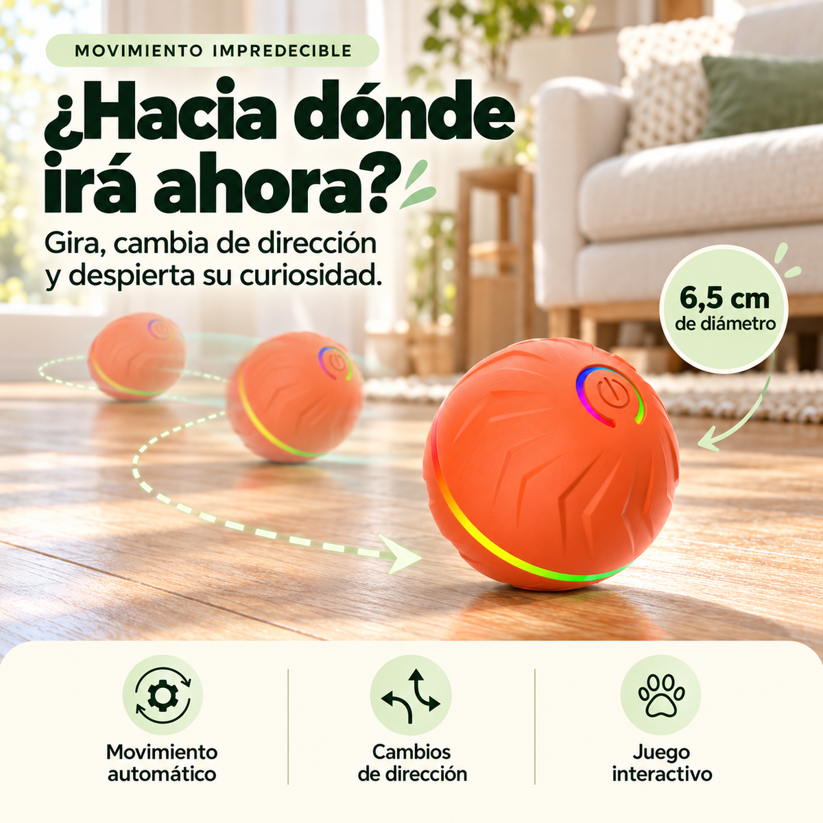 RollPopBall Pelota interactiva con rebote automático